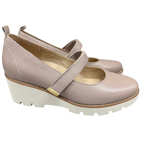 Alma Mary Jane Wedge Pump 9M NEW Champagne Leather COmfort - Picture 4 of 7